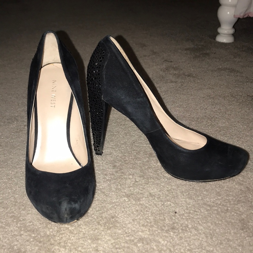 Nine West suede heels with stones on back